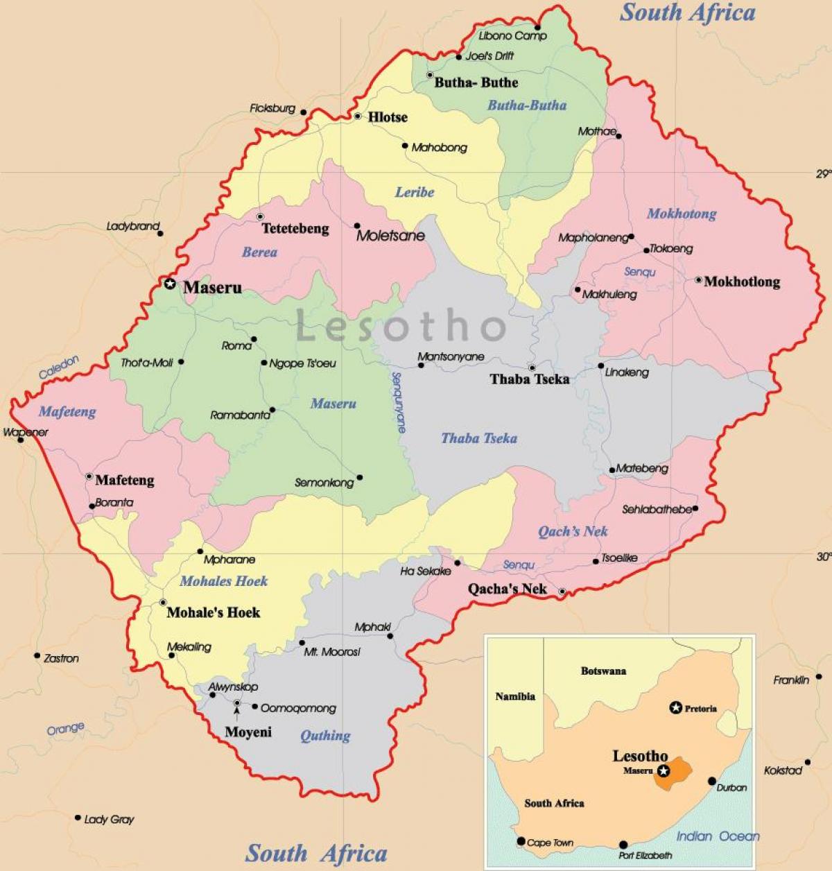 kartta Lesotho